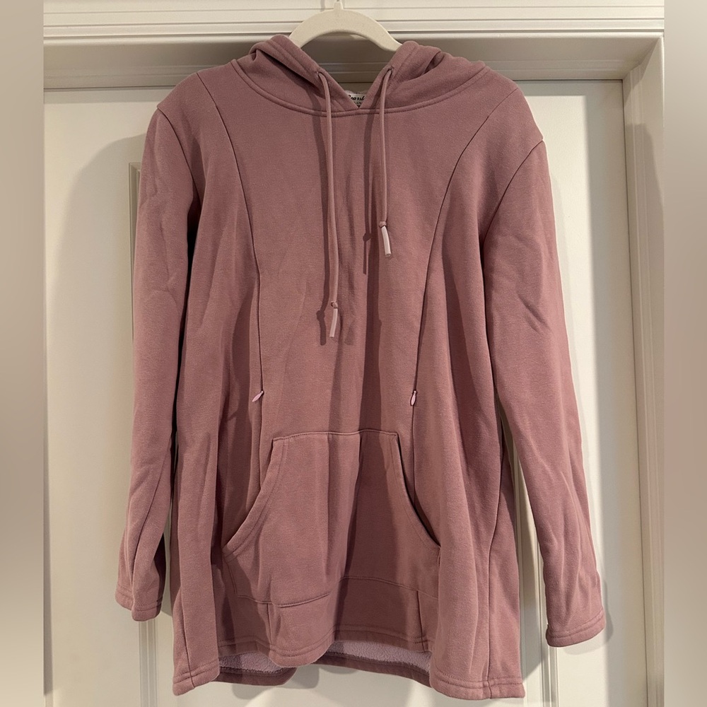 Cozy Long Pink Breastfeeding Hoodie
